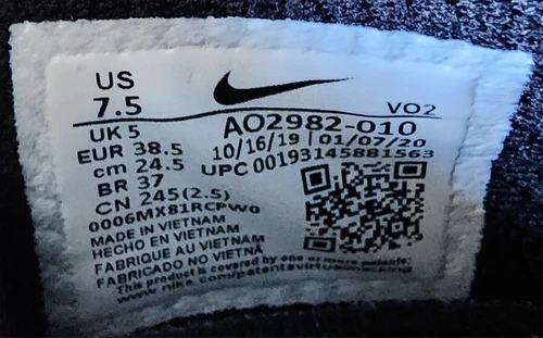 Nike Womens Metcon 5 - AO2982-010 Black Running Shoes Sneakers Size US 7.5  - Picture 8 of 10