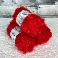 Yarn Bee Labyrinth "Riddle Red" Discontinued Novelty Eyelash Yarn -- 3 Skeins