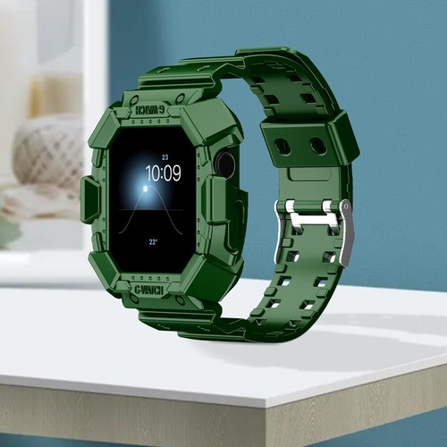 Designed for Apple Watch Series 9/8/7/6/5/4/3/2/Se,Rugged Case with Strap Bands - Picture 24 of 31