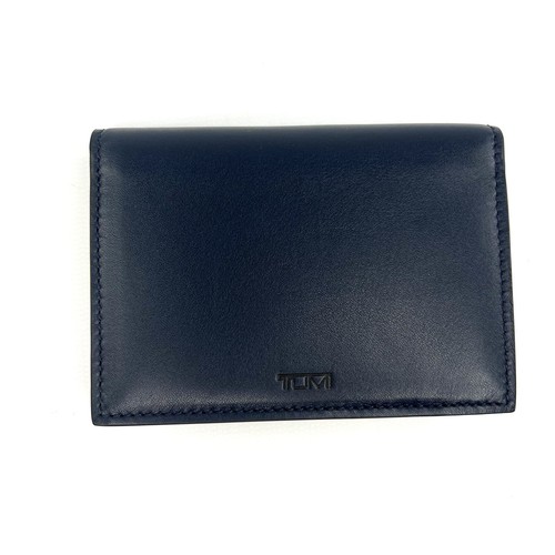 TUMI Barletta SLG Gusseted Card Case Navy Blue Italian Leather - Picture 2 of 10