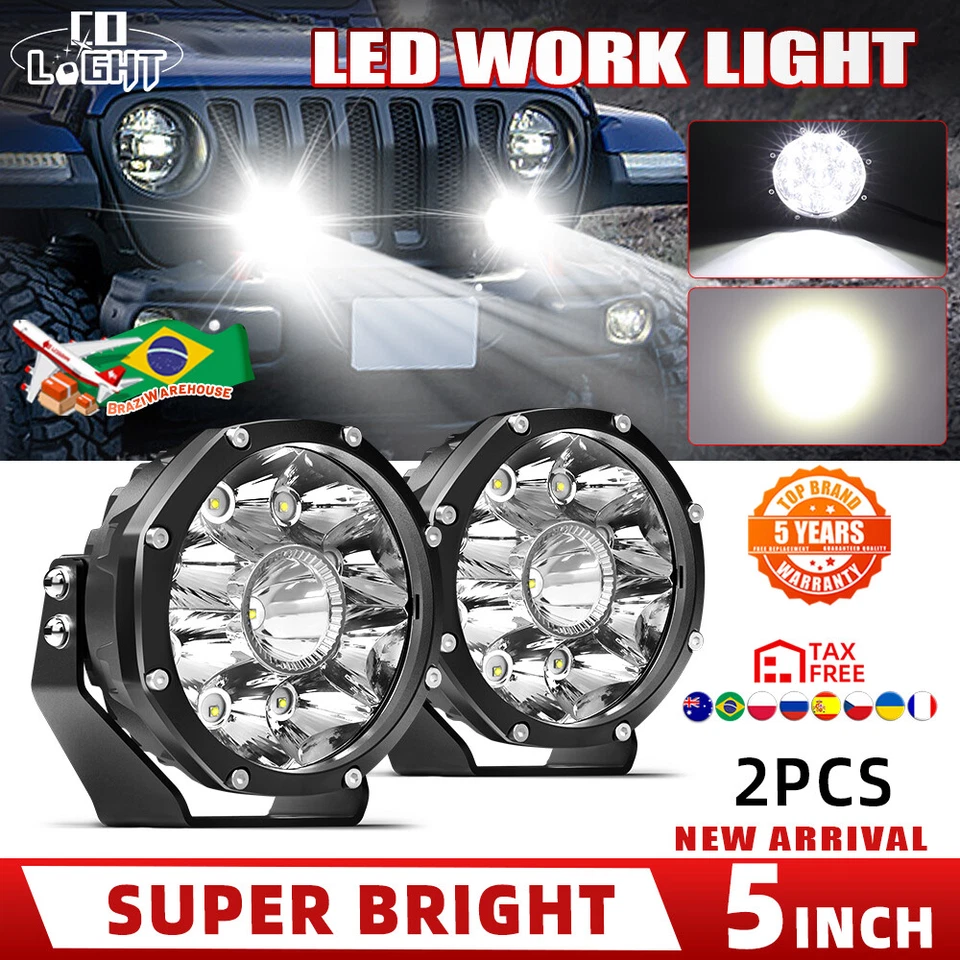 5inch Osram LED Driving Lights Spotlights Spot Round Offroad 4WD Black 4x4 Lamp - Image 2 of 4