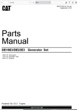 CAT Caterpillar DE18E3/DE22E3 Generator Set TY21-Up Parts Catalog Manual PDF USB