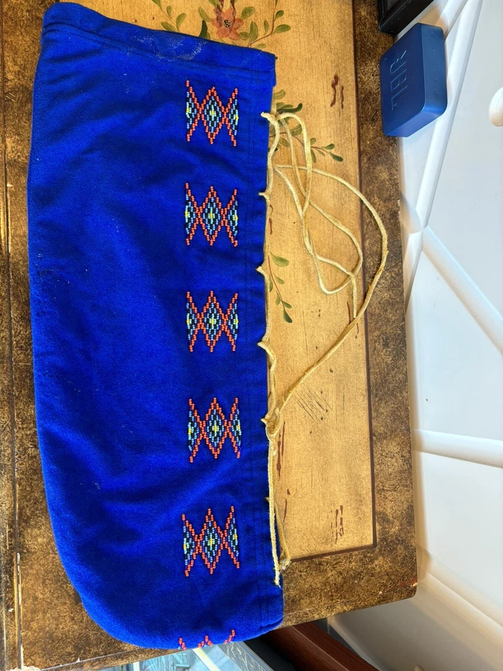 Native Newborn Wrapping Cloth Decorated With Beads Blue - Image 2 of 4