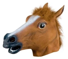 Adult Brown Horse Head Costume Mask Natural Latex for Parties Halloween Carnival