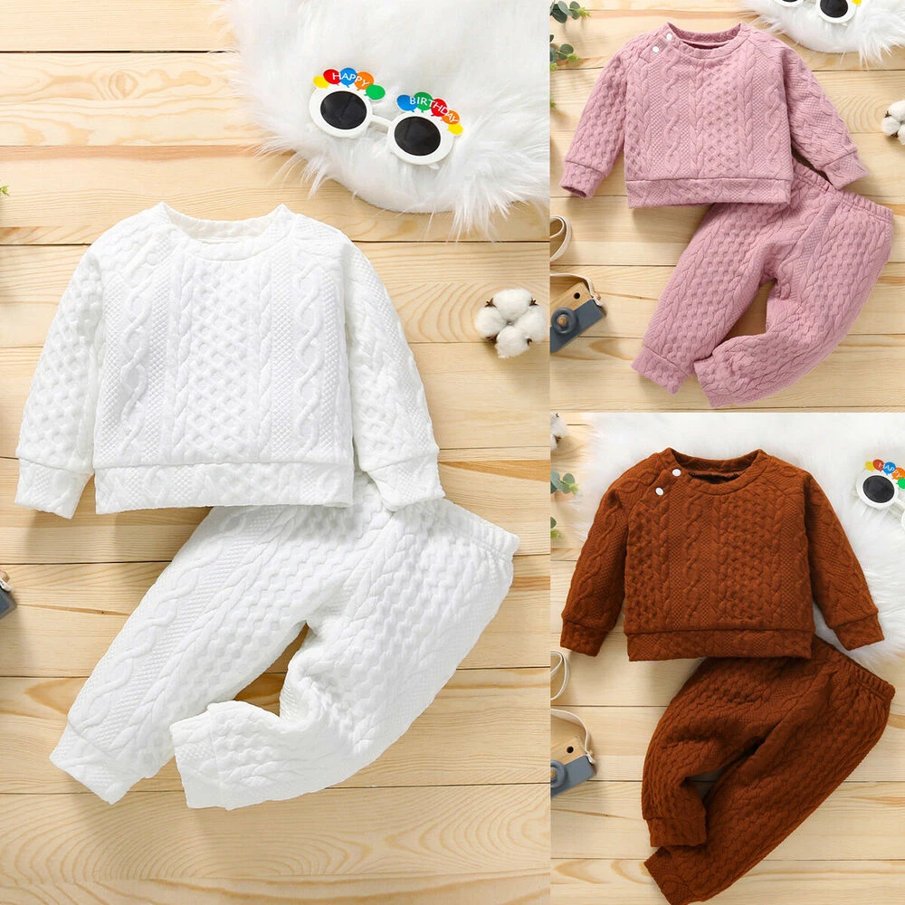 Toddler Baby Girl Boy Outfits Sweatshirt Tops Pants Pajamas Winter Warm Clothes