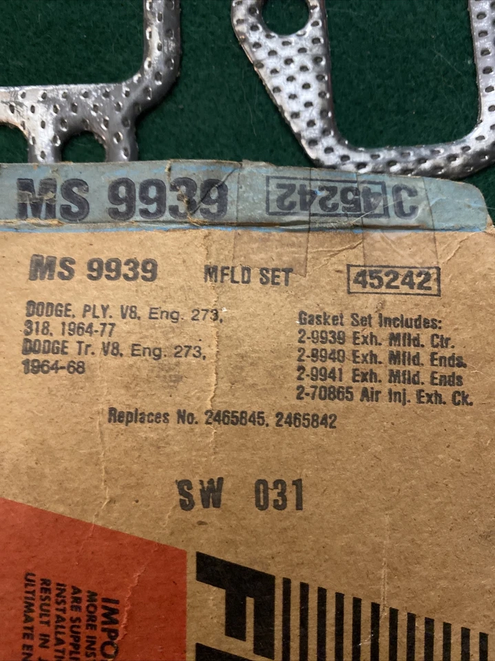 # MS 9939 FelPro Junta de colector de escape Juego parcial de 3 del kit Foto 3 de 4