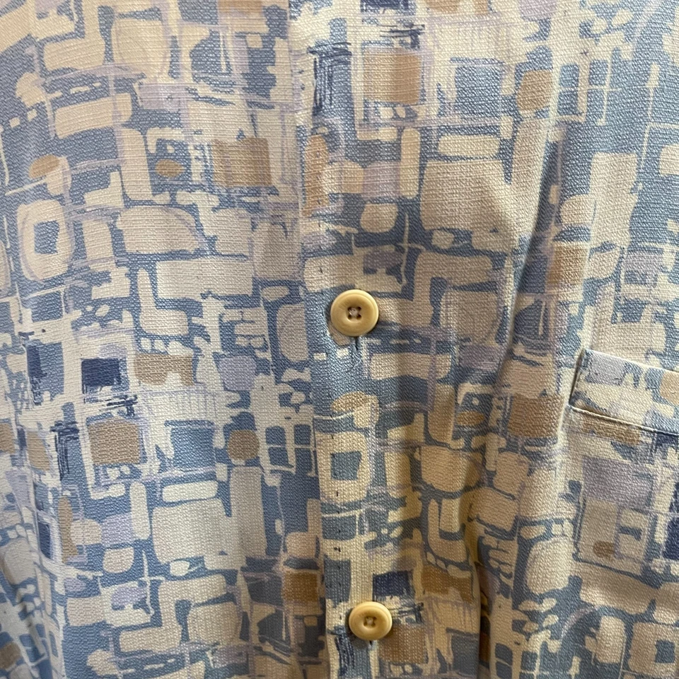 Camisa Nat Nast Luxury Originals Mezcla de Seda Para Hombre Manga Corta Azul/Marfil XL/TG Foto 2 de 4