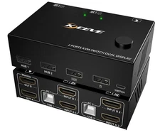 KCEVE KVM Switch Dual Display Monitor 4K HDMI Monitor KC-KVM202 w/ wired remote!