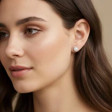 4 Ct Round Cut VS1/F Certified Lab Grown Diamond Stud Earrings 14k White Gold