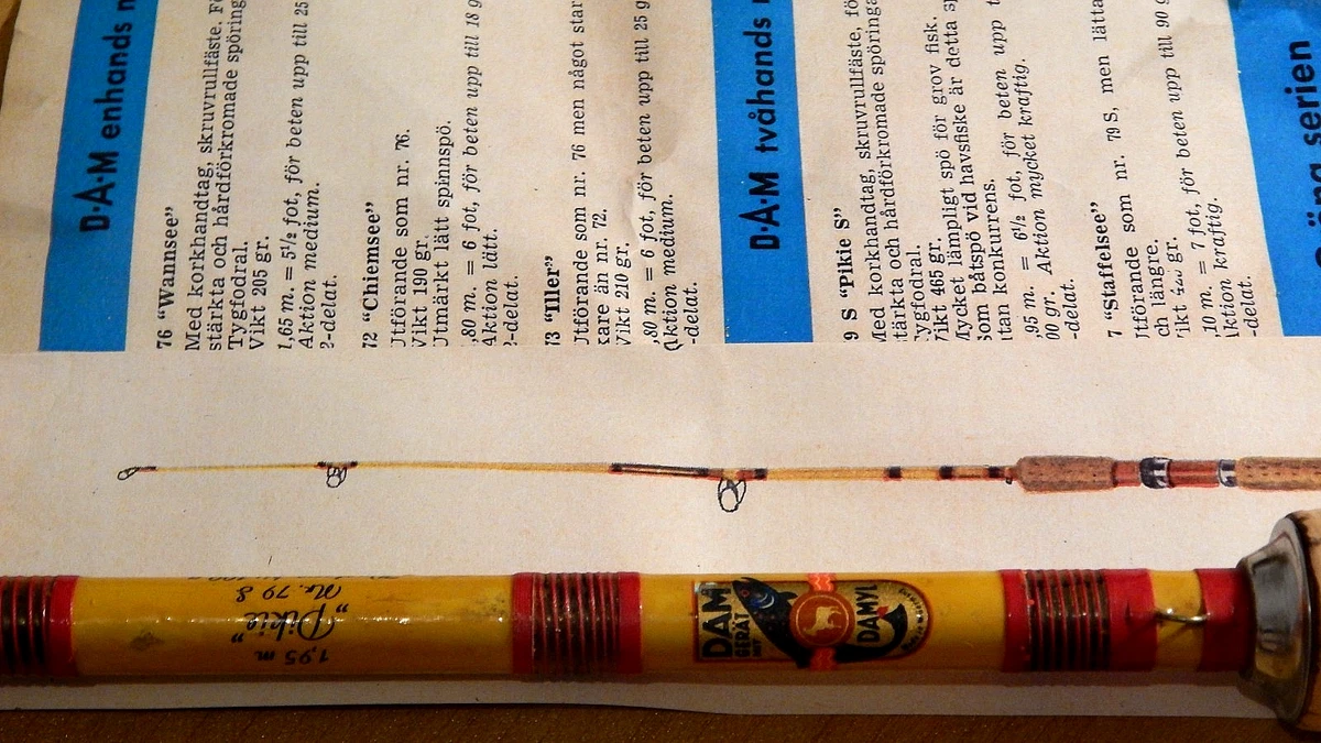 Vintage años 60 DAM Gerat Damyl PIKIE Nr.79 S vendido varilla giratoria de vidrio (195 cm/480 g)