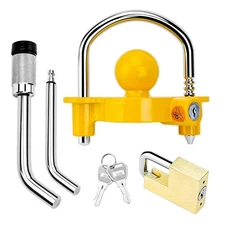Cenipar Trailer Hitch Lock Set Includes Yellow Trailer Locks Ball Hitch, 1/2 ...