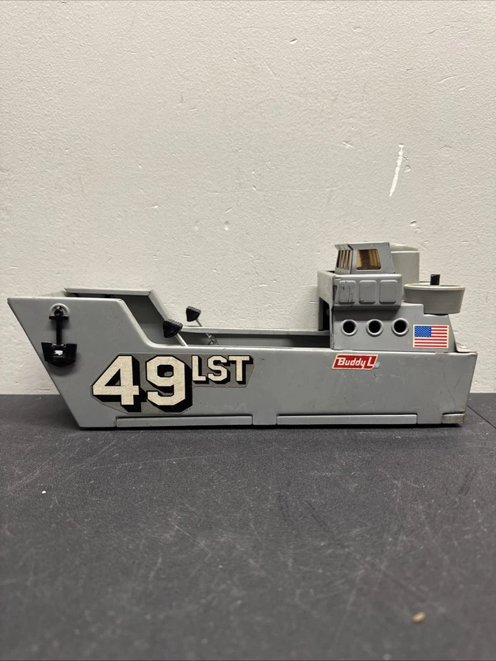 Винтажный Buddy L игрушка армия берег посадочный модуль лодка темно-синий WW2 1960-х металлический аукцион #2 - Изображение 4 из 4