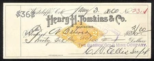 Bassick Gold Mining Co. Querida, CO 1900 Henry Tomkins & Co Bank Check RN