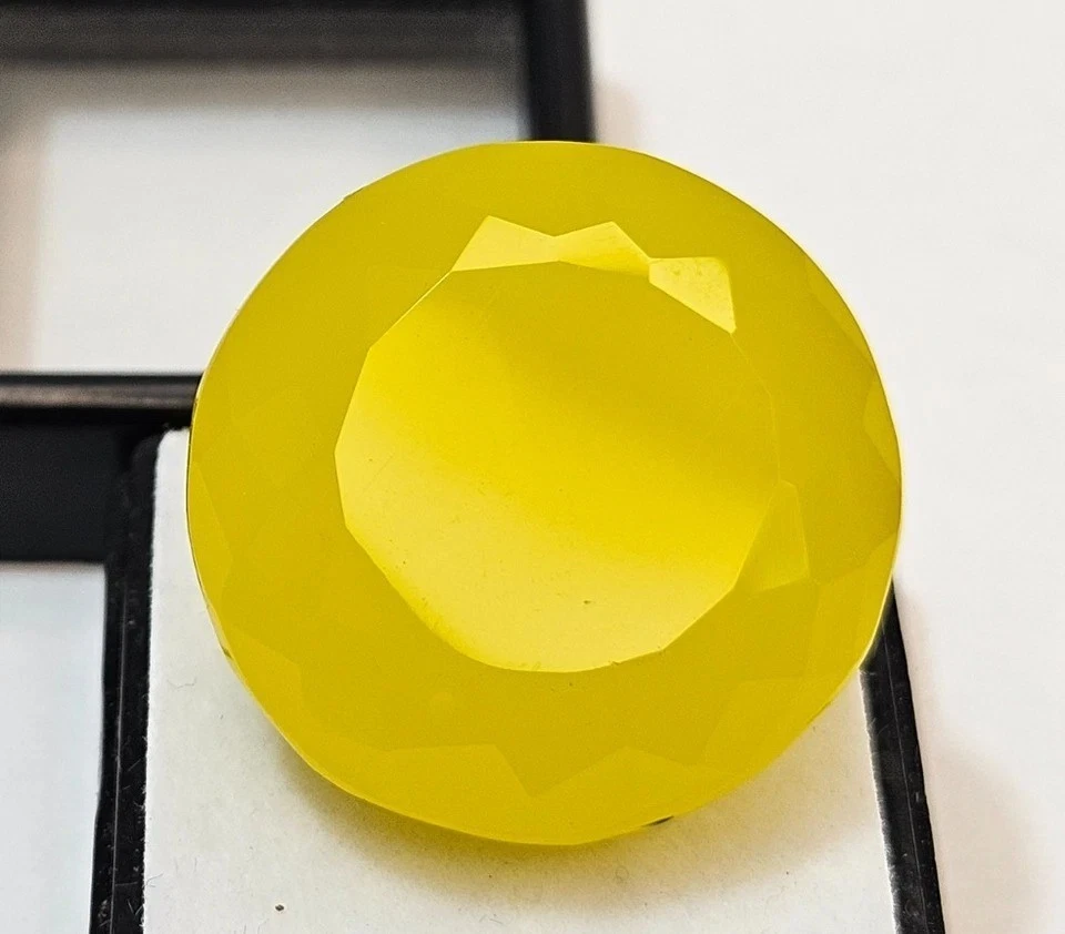 Fabulosa piedra preciosa suelta natural certificada EGL amarillo ópalo neón corte redondo 50-52 quilates Foto 2 de 4