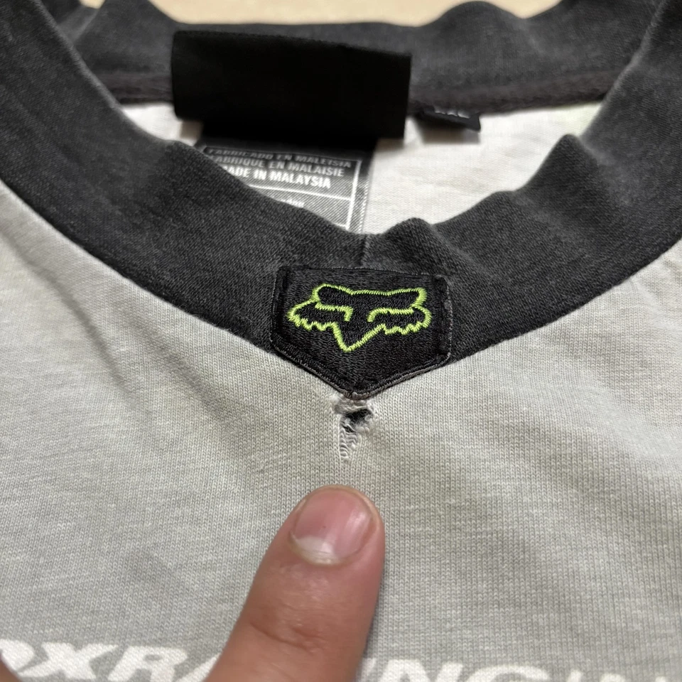 Camisa Vintage Fox Racing Color Block 2XL Verde Gris Manga Larga Jersey Moto Y2K Foto 4 de 4