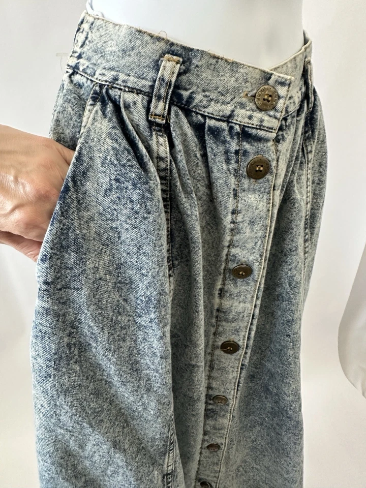 INCREÍBLE Falda Vaquera Cherokee Lavada Ácida Años 80 Vintage Talla 14 (b37) Foto 3 de 4