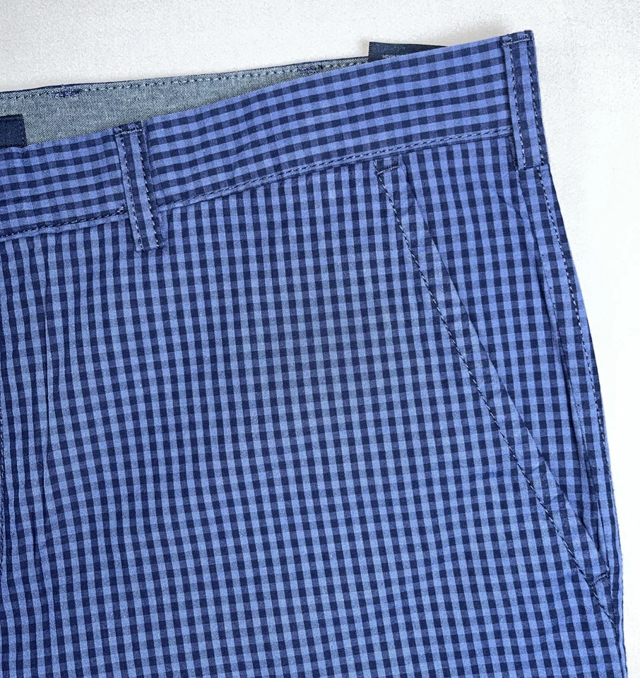 Tommy Hilfiger Mens Classic Fit Checkered Gingham Casual Dark Blue Short 38 NWT - Image 3 of 4