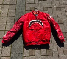 BAPE STYLE VARSITY JACKET APE CLASSIC NYLON RED ROBERT PHILLIPE SHARK NWT