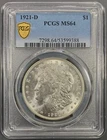 1921-D PCGS MS64 Morgan Silver Dollar $1 - Lustrous Original