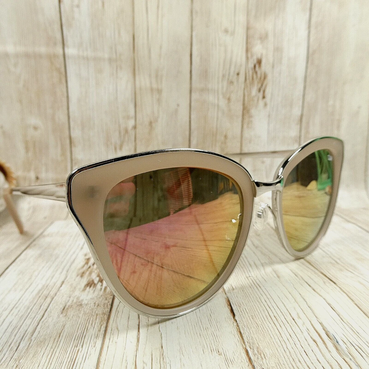 QUAY Pink Mirrored Silver Metal Cat Eye Sunglasses Every Little Thing
