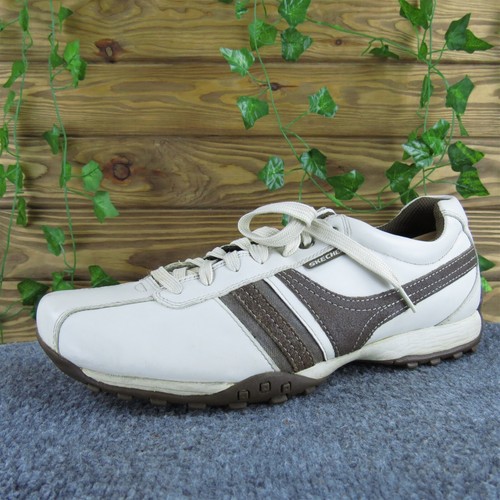 Skechers Men's Sneaker Beige Leather Size 12 Medium Gently Used 2025