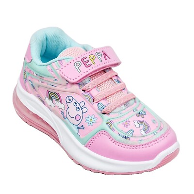 PEPPA PIG GIRLS LIGHT UP TRAINERS PINK EMBOSS SHOES KIDS SNEAKERS UK SIZE  5-10 UK