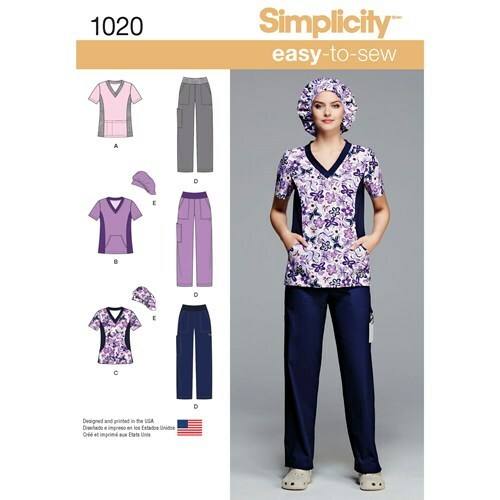 Simplicity Sewing Pattern 1020 Nurse Scrubs Pants & Top Plus Sizes - Picture 1 of 4
