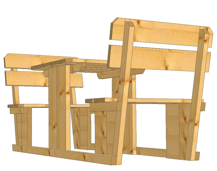 Gartenmöbel Massivholz Sitzgruppe rustikal für 2 Pers mit Rückenlehne Partytisch - Bild 2 von 4