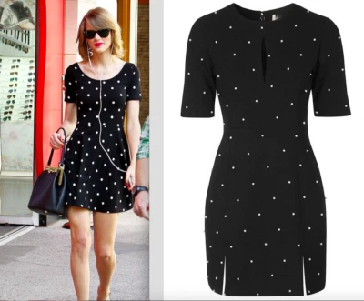 Topshop - Chic black Dress pearls Size M Taylor Swift TikTok Y2K Coquette NEW - Bild 1 von 4