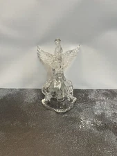 VTG ACRYLIC ANGEL WITH TRUMPET TREE TOPPER  Christmas TABLE DECOR 9.25" 