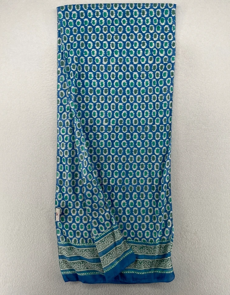 ANOKHI Bufanda Mujer Suroeste Envoltura Rectángulo Tejido Algodón Azul 15" x 72" Foto 3 de 4
