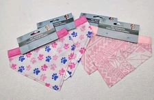 Lot Of 4 Greenbrier Kennel Club Dogs Bandanas Pink Dog Prints Hoop Loop Small