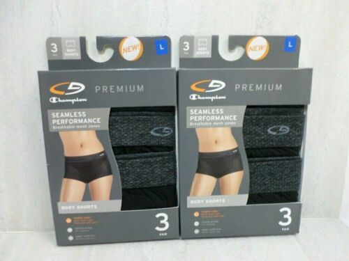 C9 Champion Women's 6pk Premium Seamless Performance Body Shorts, Black, Large
