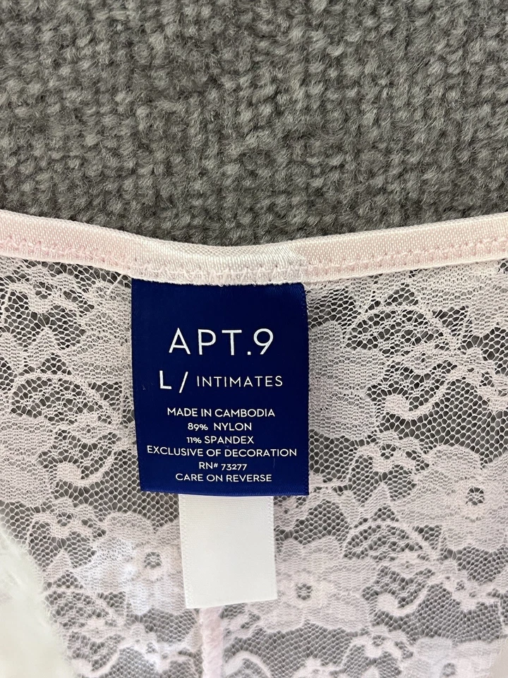 Camisola Apt 9 íntima floral renda gola V transparente chemise slip feminina tamanho G - Imagem 3 de 4