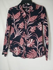 Banana Republic Red And Blue Long Sleeve Button Down Hawaiian Shirt Sz XS