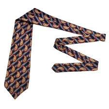 Guess Tie Men's Floral Blue Paisley 100% Silk Necktie Handmade In USA