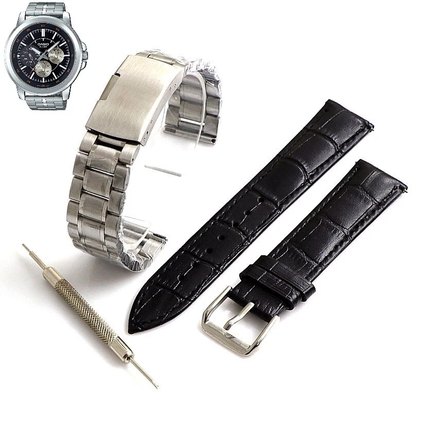 Steel Leather Replacement Watch Band Fits Casio MTP X300