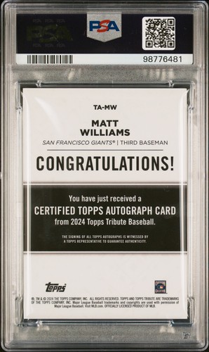 2024 Topps Tribute Autos #TAMW Matt Williams Orange #/25 PSA 9 - Picture 2 of 2