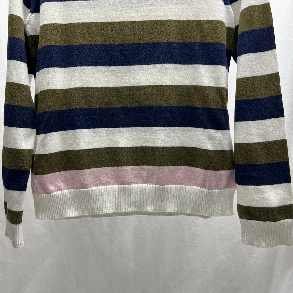 Brooks Brothers Red Fleece Women's Striped Olive & Blue Cotton Sweater Size S - Image 3 of 4