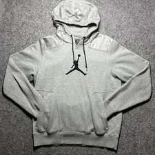 Air Jordan Men M Gray Sweater Pullover Hoodie Y2K Jumpman Embroidered