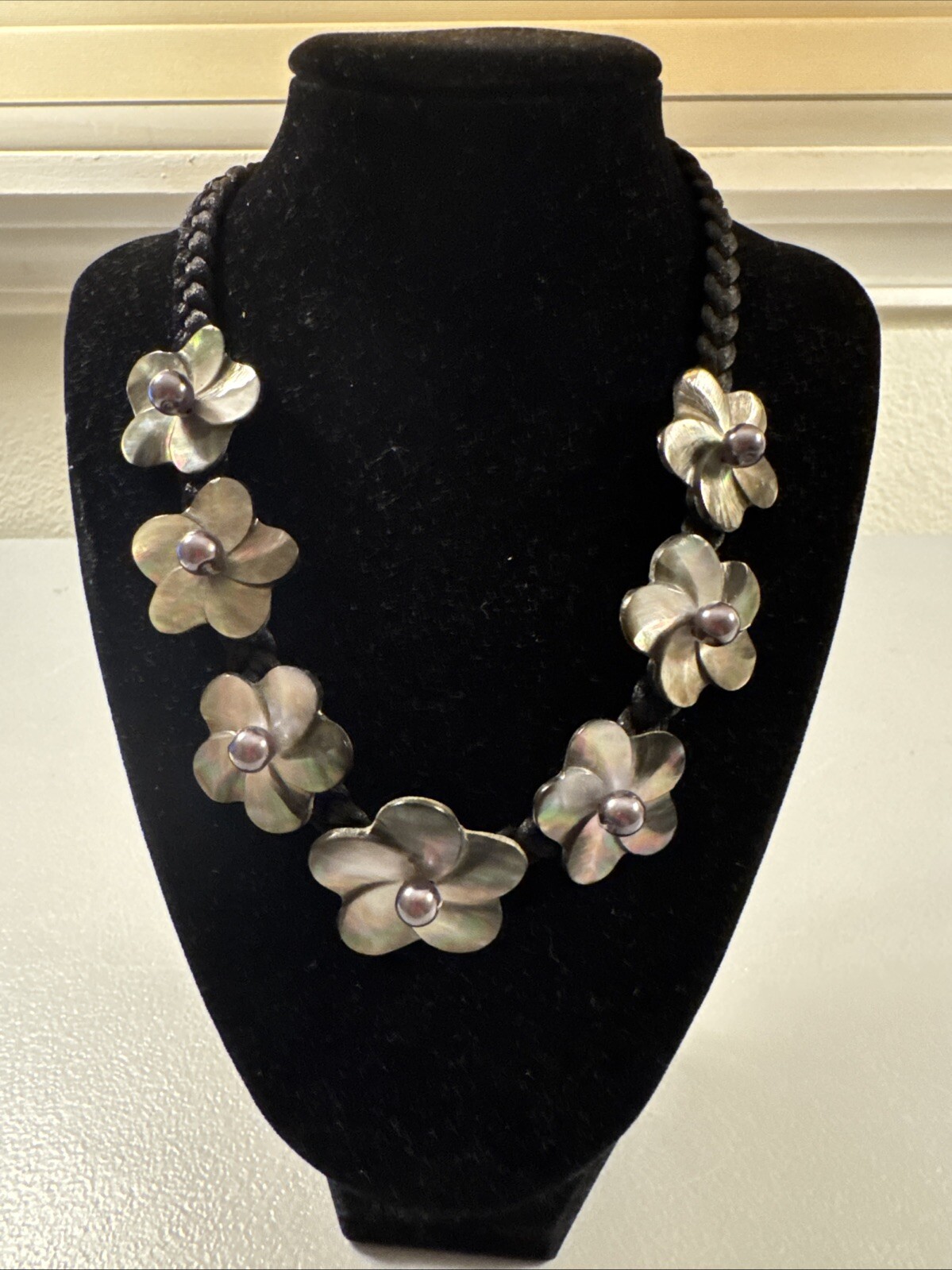 Tropical Seashell Flower Beaded Necklace Hawaiian Tahitian Beach Style  