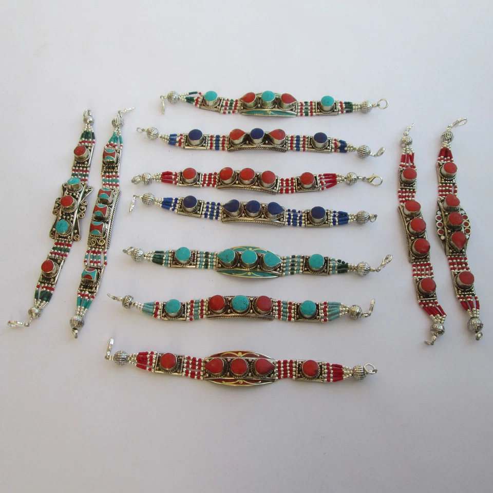 Lote de 11 pulseras hechas a mano diseño boho multicolor y piedras preciosas Foto 3 de 4