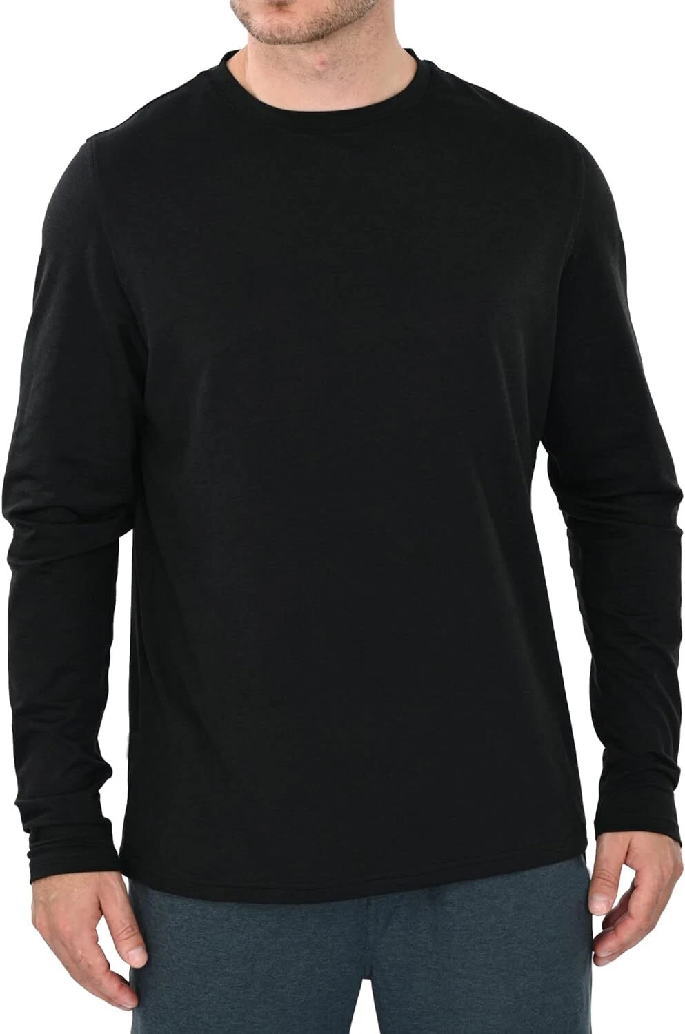 Men's Cotton Plain Tee Long Sleeve T-Shirt Causal Crew Neck Work Sports Tops