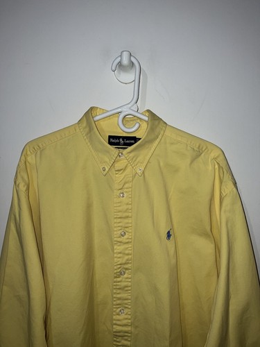 Camisa Polo Ralph Lauren Blake de manga larga con botones usada en excelente condición 1 amarilla talla XL - Imagen 2 de 6
