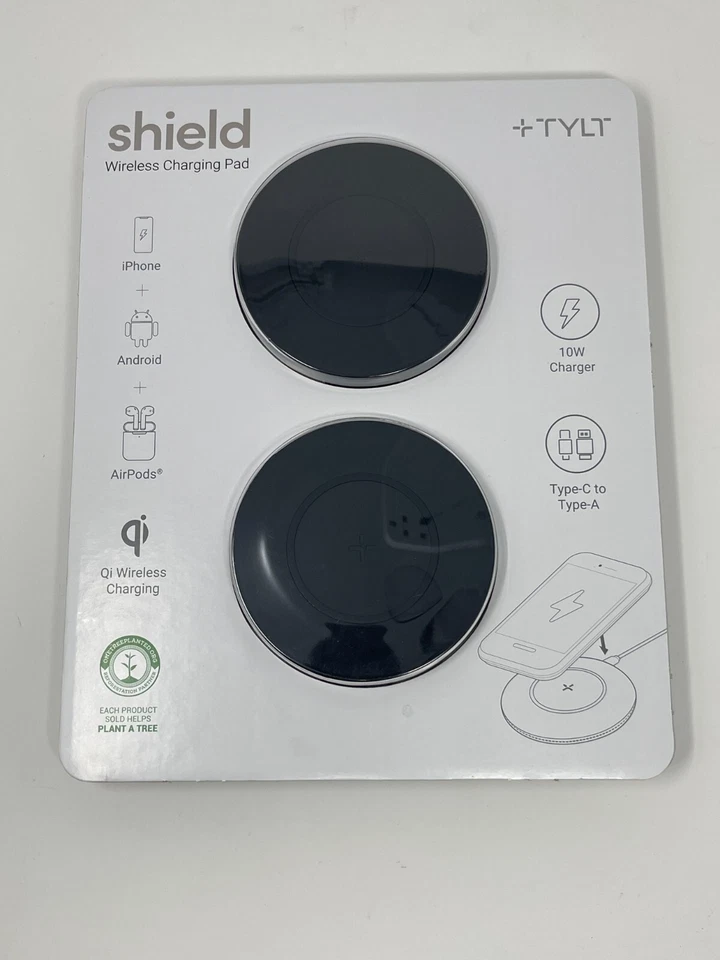 Almohadilla de carga inalámbrica TYLT Shield 10W delgada rápida paquete de 2 para iPhone Android Galaxy Foto 3 de 4
