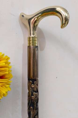 Schöner Messing Gehstock Stock tolles Design Griff viktorianischer Kopfschaft - Bild 6 von 7