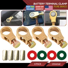 4 X Car Pure Copper Battery Connection Clips Battery Terminal Clamp with Washers