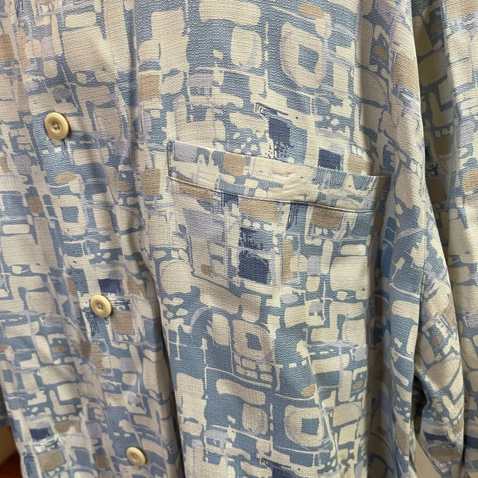 Camisa Nat Nast Luxury Originals Mezcla de Seda Para Hombre Manga Corta Azul/Marfil XL/TG Foto 3 de 4