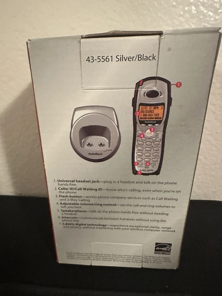 Radio Shack 5.8 GHz 数字配件听筒和底座-43-5561-全新带盒-银色 — 第 3/4 张图片