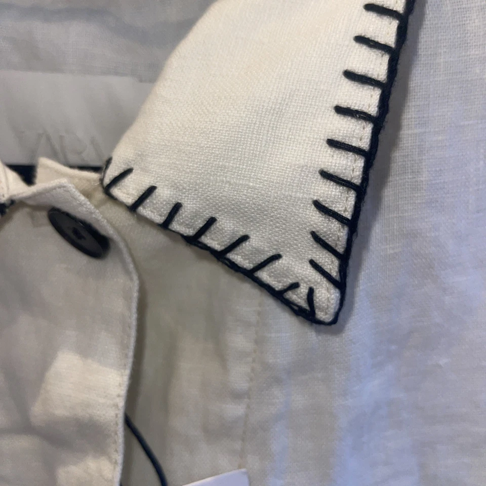 G2U without tags ZARA BODE STYLE EMBROIDERED ZW COLLECTION LINEN OVERSHIRT S - Image 4 of 4
